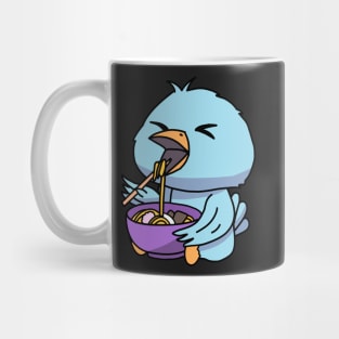 Anime Kawaii Ramen Eating Blue Bird Japanese Noodles Mug